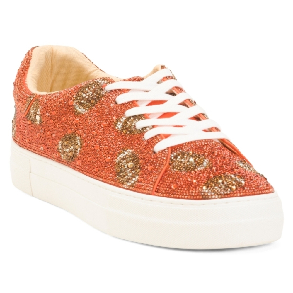 🩶🔹️Betsey Johnson 🔹️ Orange and Gold Glitter Football  Sidny Sneakers